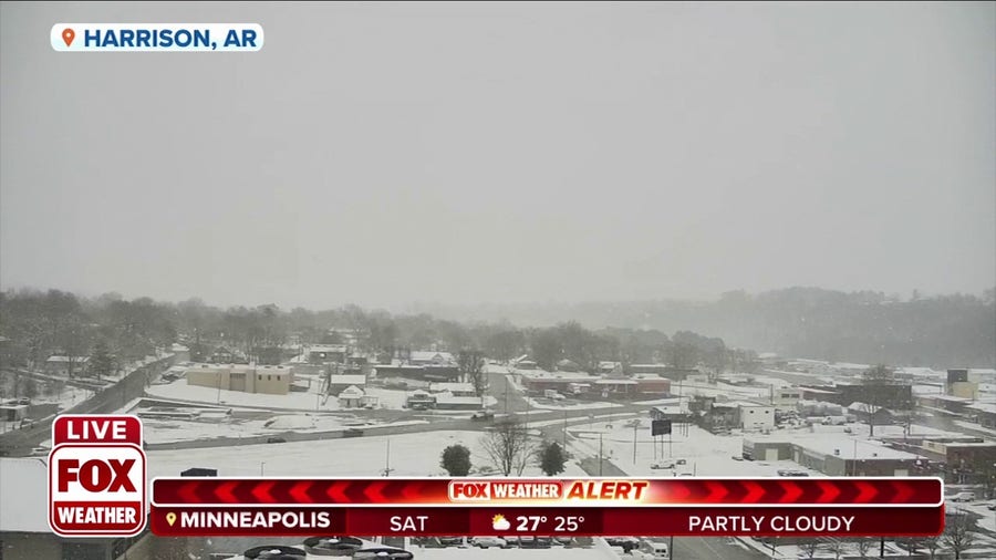 Watch: Snow coats the ground in Harrison, AR