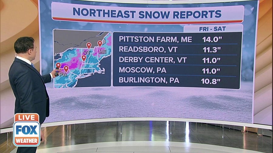 Storm brings more than a foot of snow to parts of the Northeast