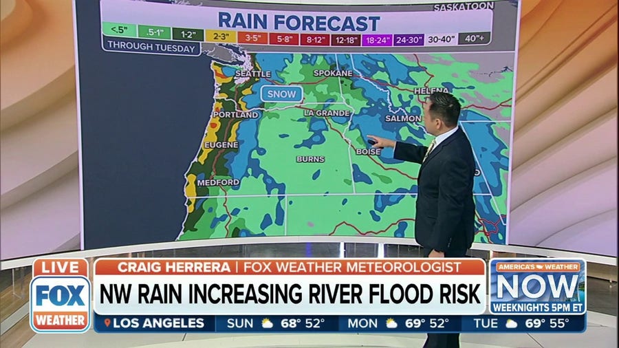 Rain in the Pacific Northwest increasing river flood risk