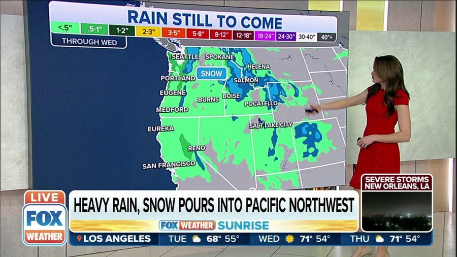 Heavy rain and snow continue to pour into the Pacific Northwest
