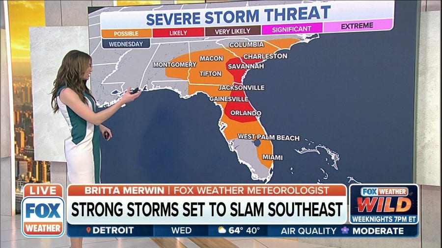 Severe storms with damaging winds, large hail threaten Southeast, southern mid-Atlantic