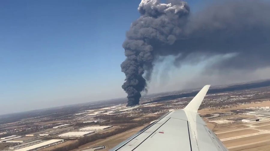Watch: Massive smoke plume near Indianapolis airport from the air