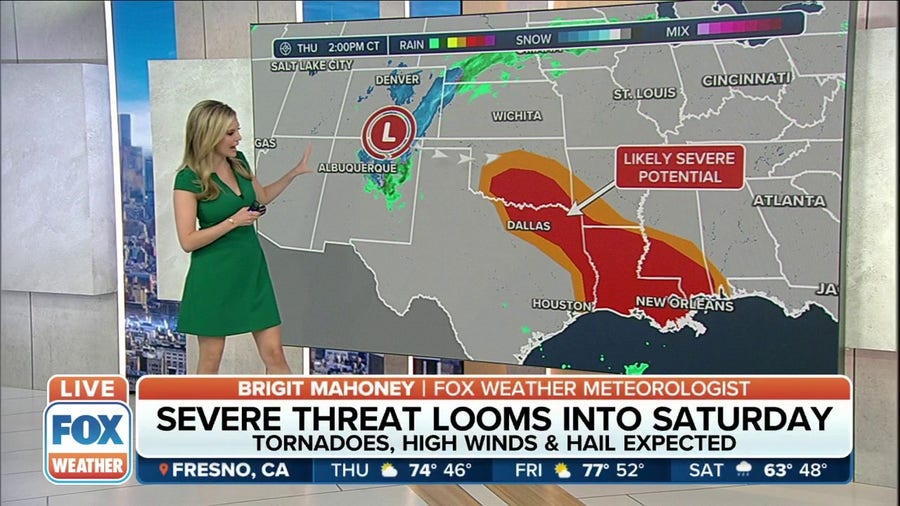 Severe weather threat increasing for Louisiana and Mississippi overnight