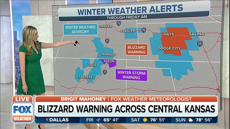 Blizzard Warning in Central Kansas, blinding snow possible