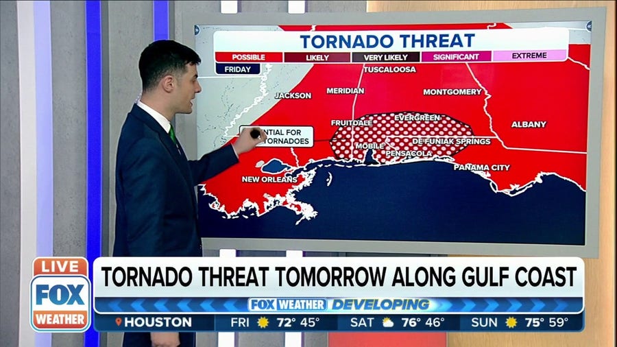 Gulf Coast under Tornado Threat Friday, potential for at least EF-2 tornadoes