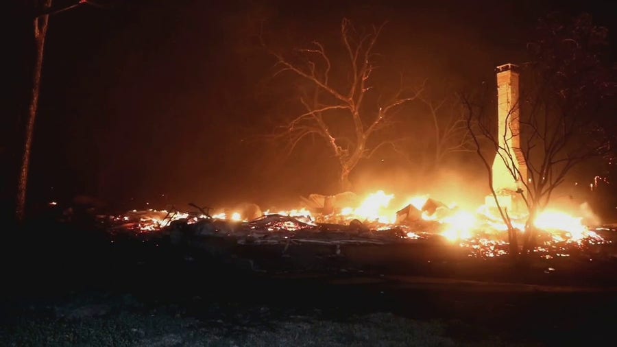 Watch: Homes completely destroyed by overnight wildfire in Texas