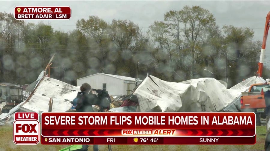 Man found in woods after falling asleep in mobile home during severe storm in Alabama