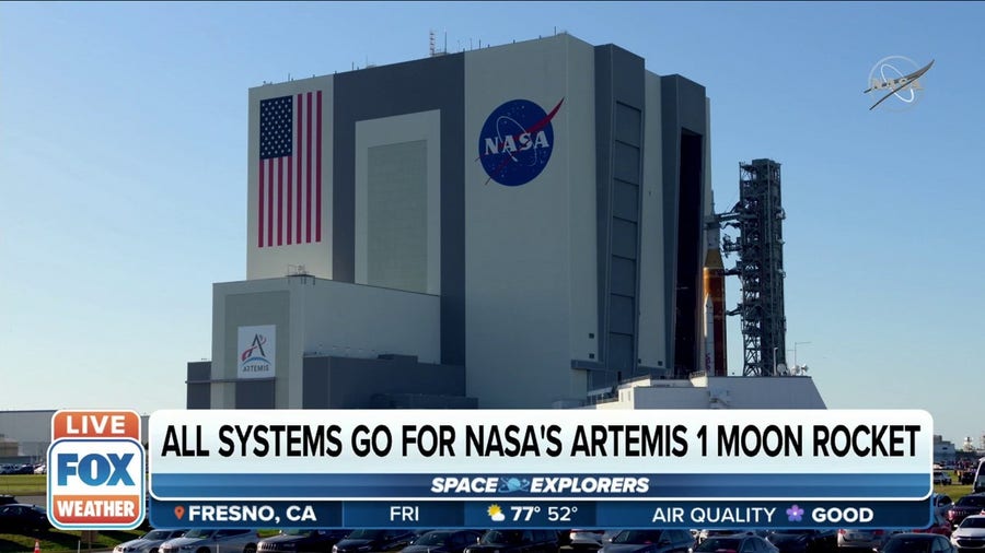 NASA's 322-foot-tall moon rocket moves to launchpad
