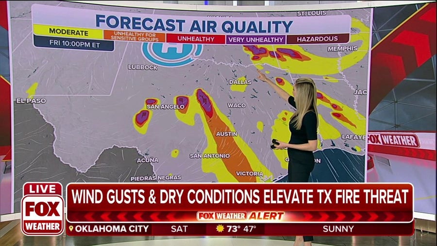 Elevated Texas fire threat, unhealthy air quality Friday night