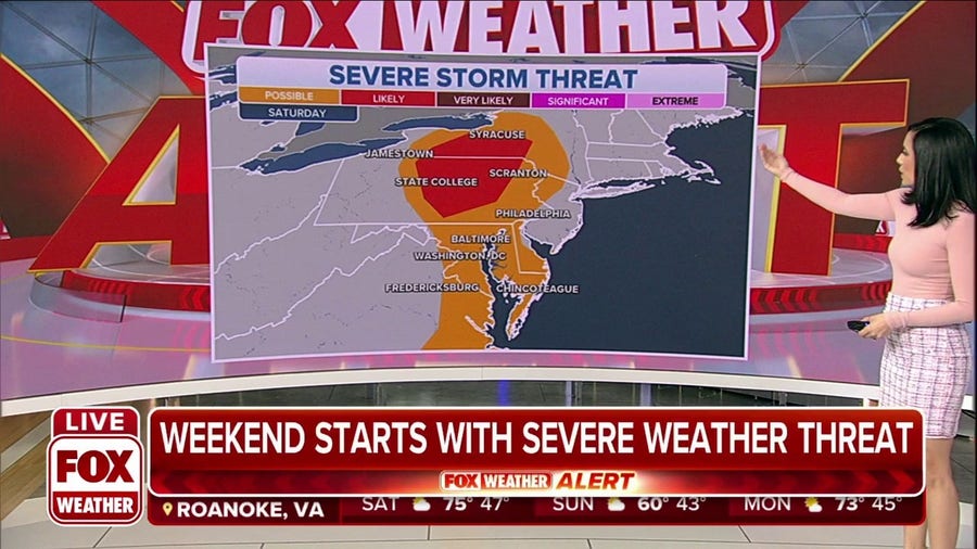 Severe storm threat with damaging winds possible in Northeast