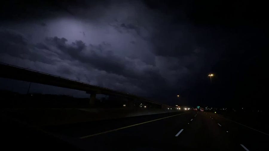 Lightning flashes across sky in Salado, Texas