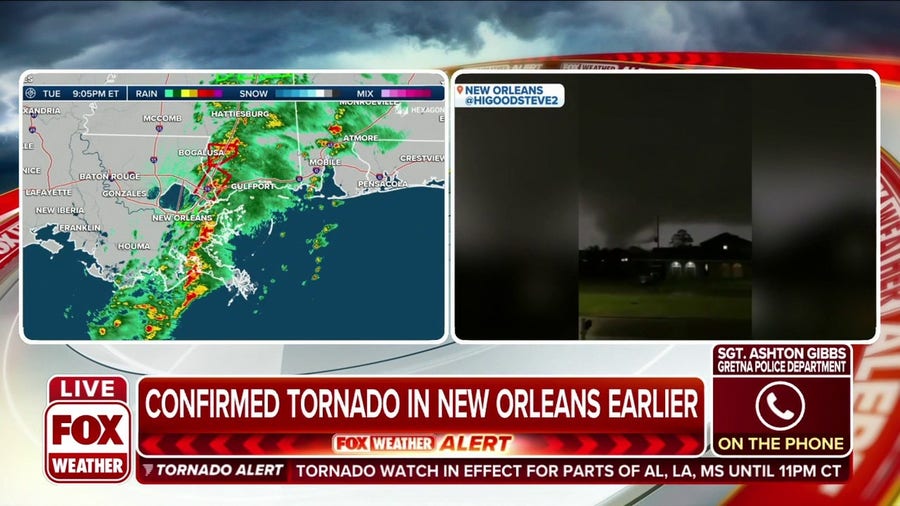 Gretna Police Dept: Enormous tornado in New Orleans, debris seen flying in the air