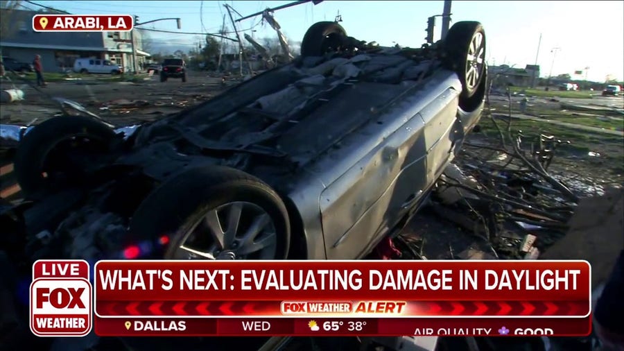 Daylight reveals scope of damage across Arabi, Louisiana from deadly tornado