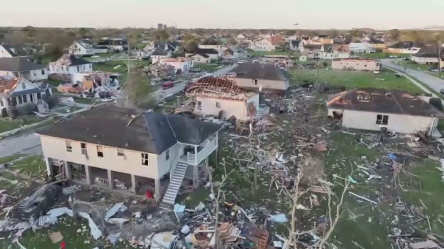 Drone footage shows Arabi, Louisiana destroyed after deadly tornado