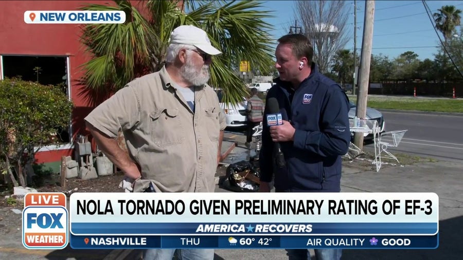 Volunteer from New Hampshire helping in clean-up efforts following deadly tornado in NOLA