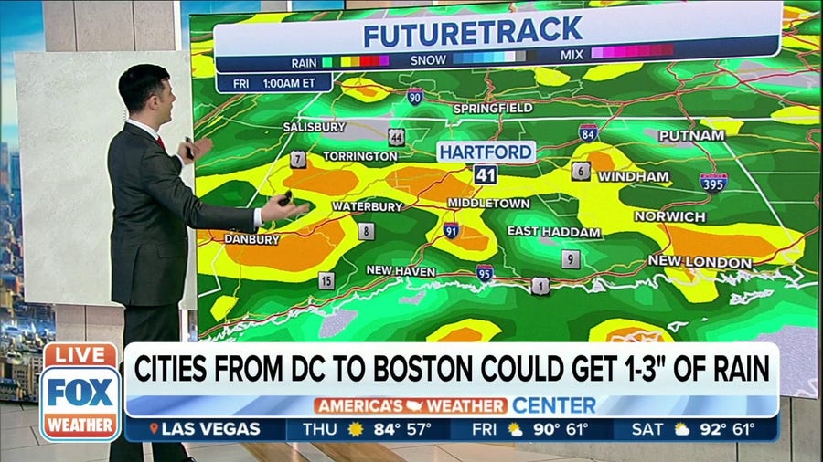 Widespread rain from Washington, D.C to Boston