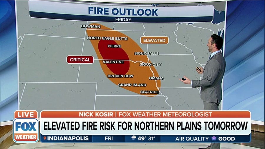 Northern Plains under elevated fire risk Friday