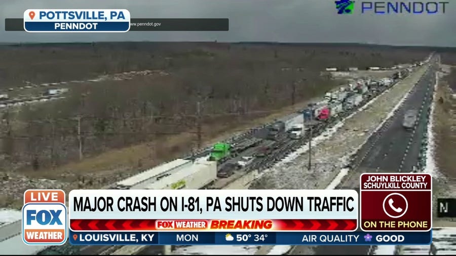 Around 40 vehicles involved in major crash on I-81 in PA due to snow squall