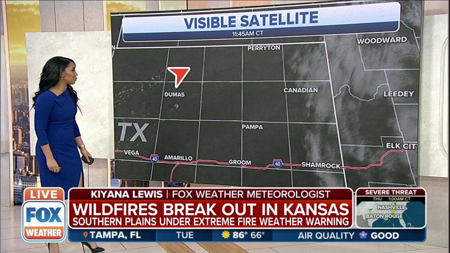 Wildfires break out in Kansas as southern Plains remain under critical fire risk