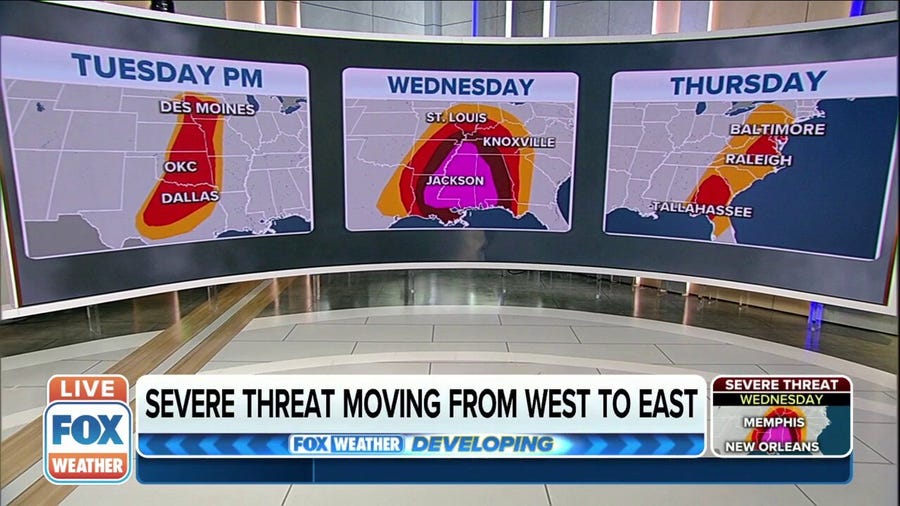 Severe storm threat ramps up Tuesday night in South