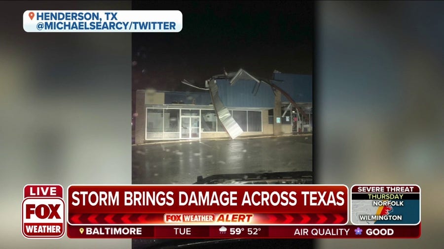 Severe storms pushing east from MS to Carolinas, brings damage across Texas