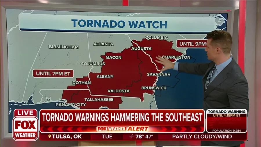 Tornado watches from Florida up to South Carolina