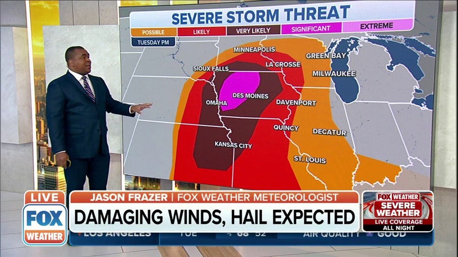 Major severe storm outbreak coud bring tornadoes, damaging winds, hail on Tuesday