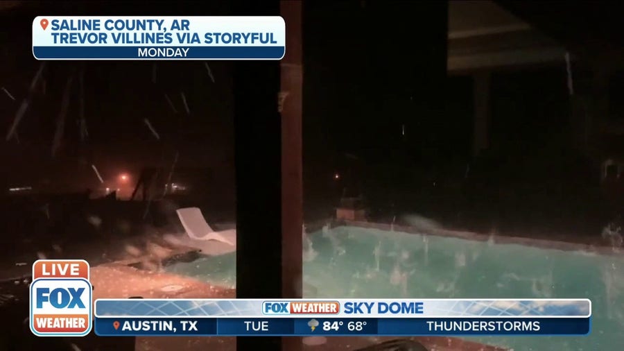 Watch: Golf ball-sized hail plunges into Arkansas pool