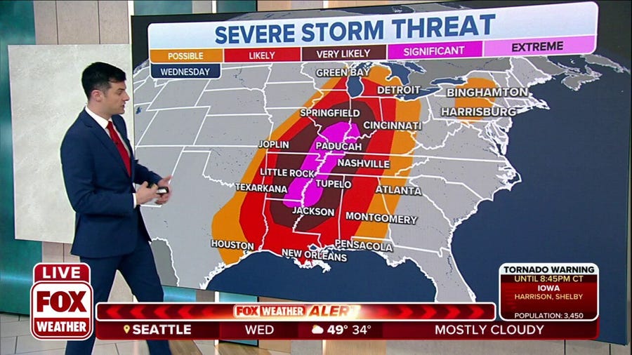 Significant severe weather outbreak expected from Midwest into South Wednesday