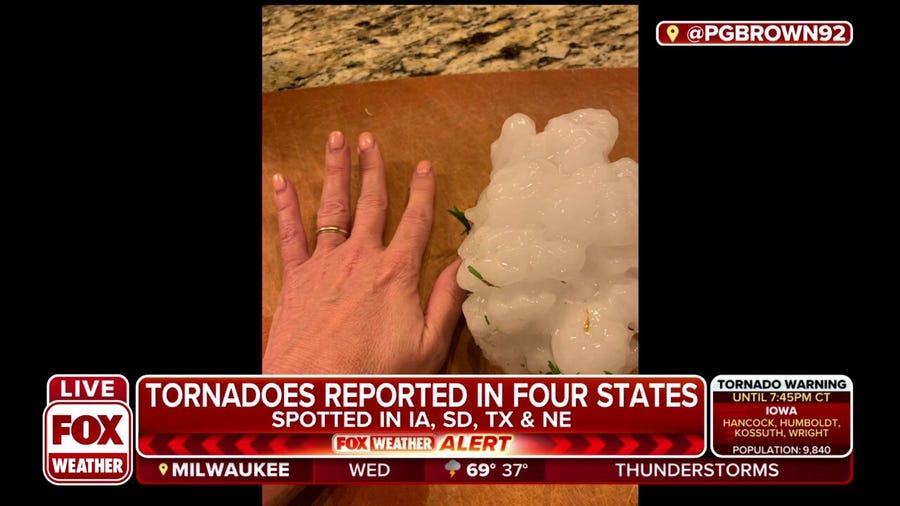 Images shows massive hailstone in Salado, Texas