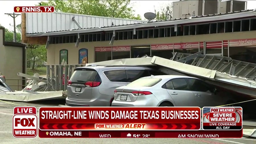 Straight-line winds cause damage to multiple businesses in Ennis, TX