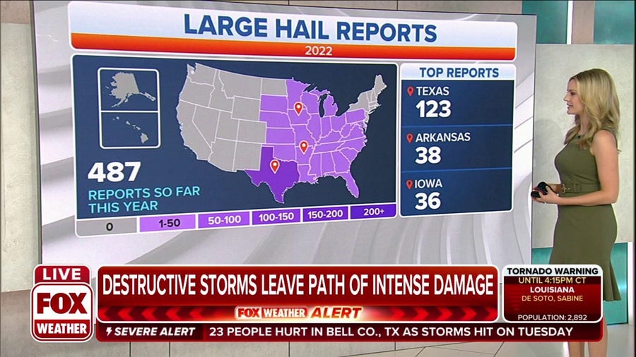 Most of eastern US with hail reports so far in 2022