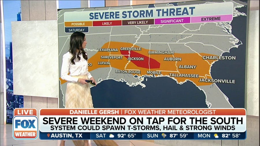 Storms possible from Texas to South Carolina this weekend