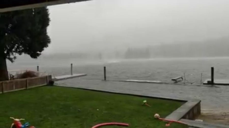 Watch: Waterspout seen moving over lake in Lake Samish, WA