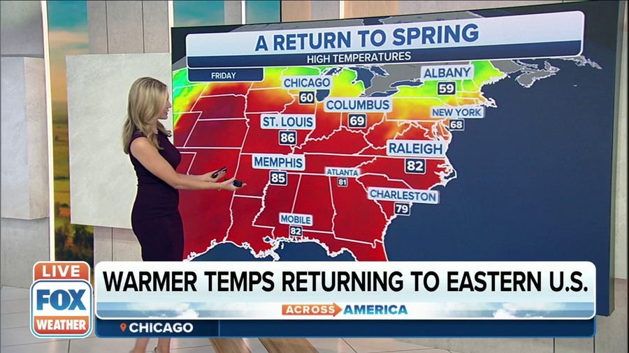 Eastern US sees return to spring, warmer temperatures