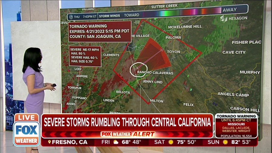 Tornado Warning issued in Central California