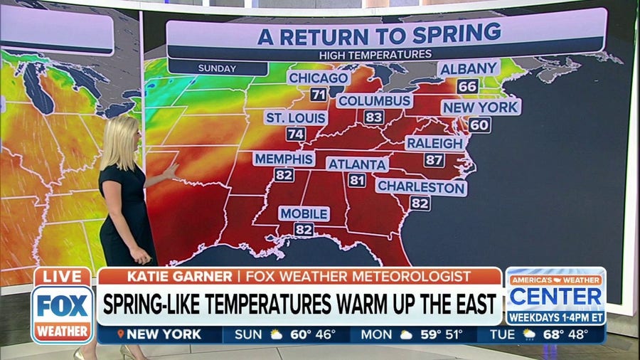 Spring-like temperatures warming up the East
