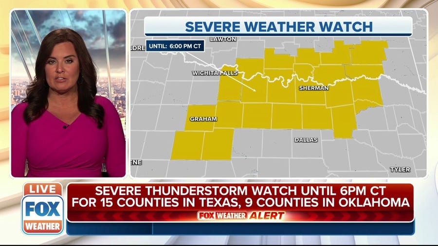 Severe thunderstorm watch issued for parts of Texas, Oklahoma
