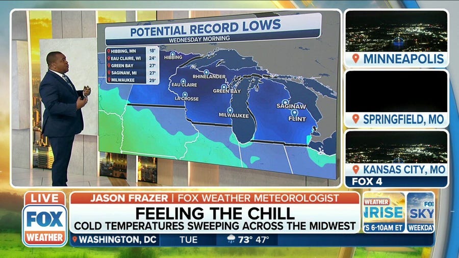 Cold temperatures sweeping across central, eastern US with record lows possible