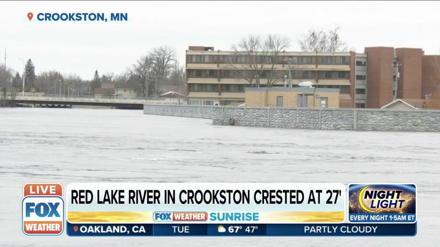 Rain, snowmelt causing rivers to flood in Crookston, MN