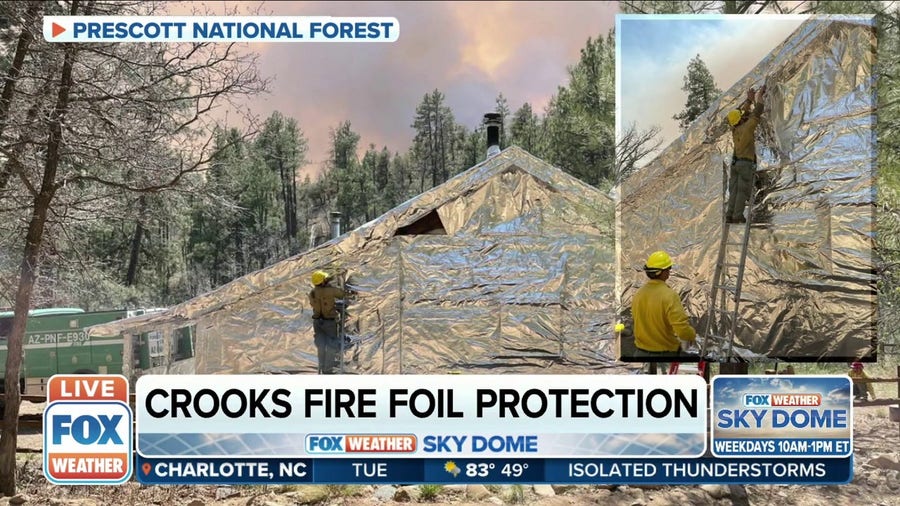 Firefighters using foil to protect homes from Crooks Fire in AZ
