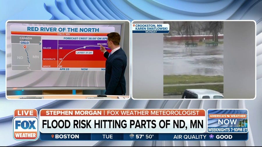 Heavy rains trigger river flooding in North Dakota, Minnesota