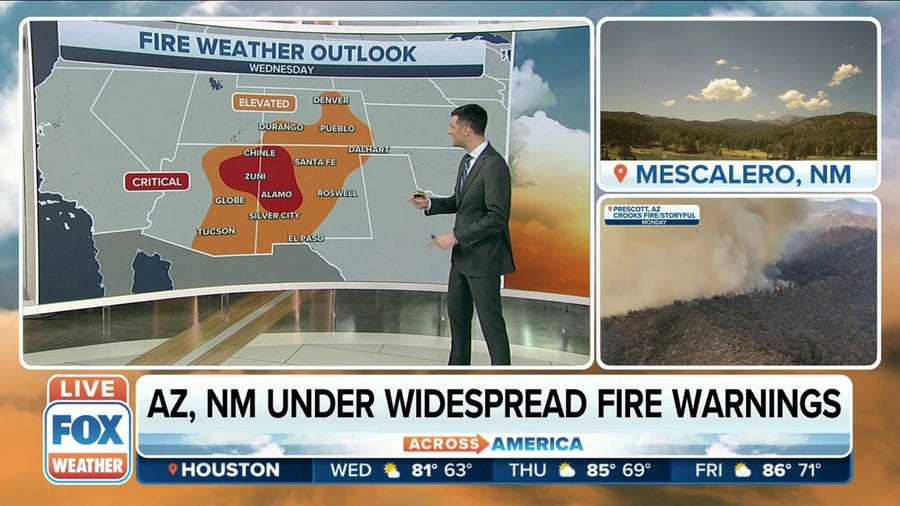 Critical fire danger in Southwest continues, dry lightning possible