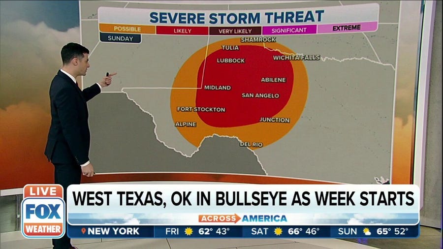 Severe storms likely for Southern Plains next week, hail and damaging winds possible