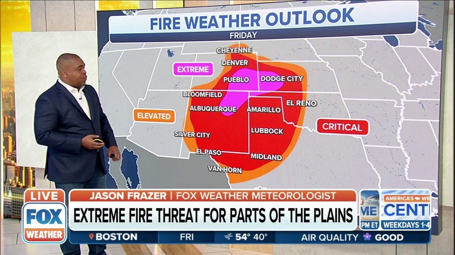 Fire weather risk reaches 'extremely critical' levels on Friday for parts of the Plains