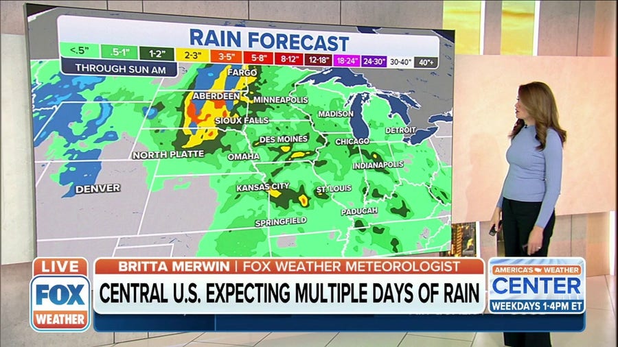 Central US expecting multiple days of rain, some areas could top 7 inches