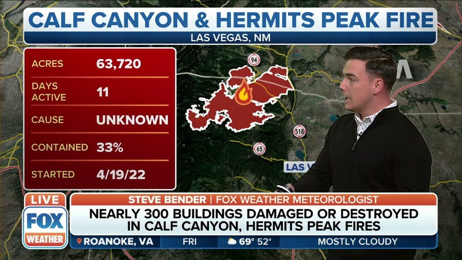Calf Canyon, Hermits Peak fires spreading rapidly growing to 63,000+ acres