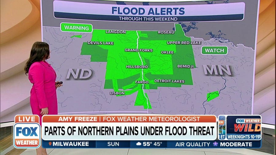 Parts of the Northern Plains under the threat of flooding