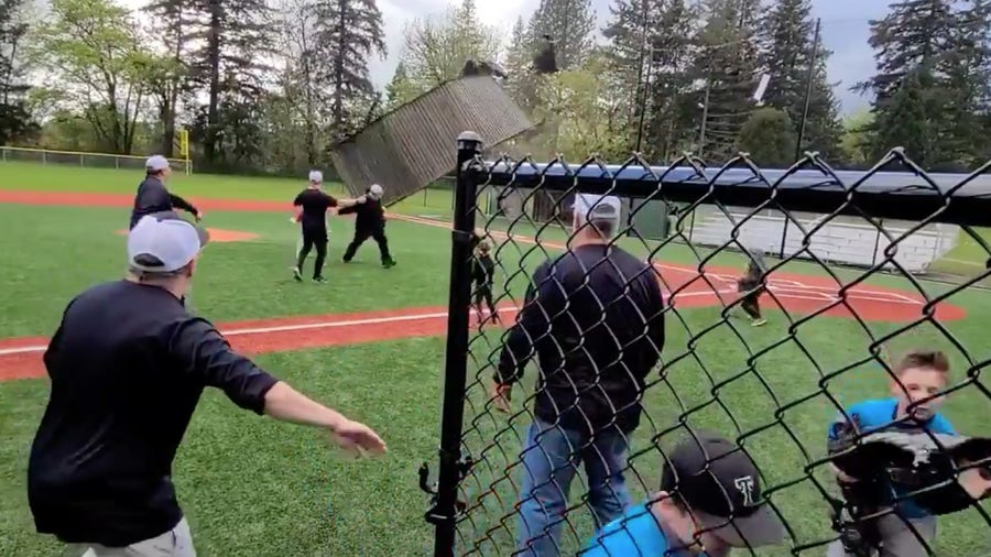 Gustnado wreaks havoc on Portland-area baseball field