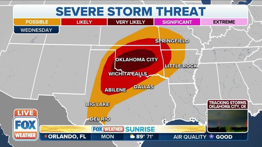 Midweek severe storm threat includes hail, damaging winds, tornadoes